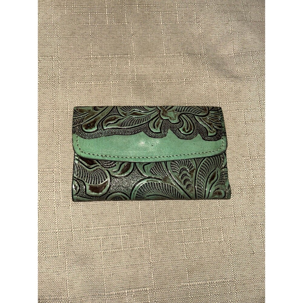 Turquoise Embossed Leather Wallet